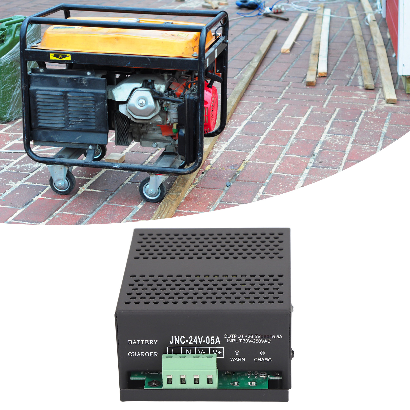 Chargeur de batterie flottant pour groupe électrogène, protections surcharge et polarité inversée, 24 V 5 A, JUTE