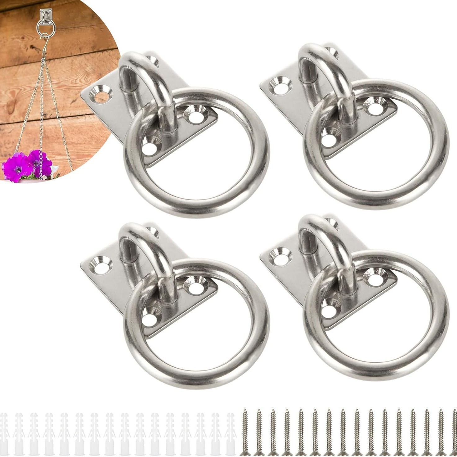Pezzi M5 Piastra Ad Occhiello In Acciaio Inossidabile Gancio Da Parete Per Soffitto Ponte In Acciaio 304 Piastre Ad Occhiello In Acciaio Inossidabile Per Altalene Da Yoga Amache Tenda Da Sole Accessor GABRIELLE