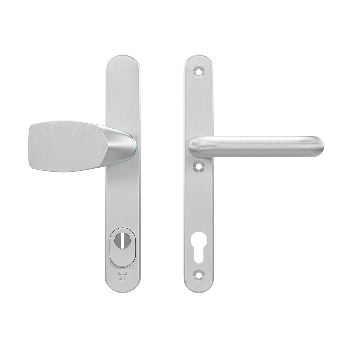 Axa Sicherheits Türbeschläge Set - Oval Plus Smal - Türklinken Mit Langschild - Pc92 Mit Kernziehschutz - Kruk/knopf - Aluminium