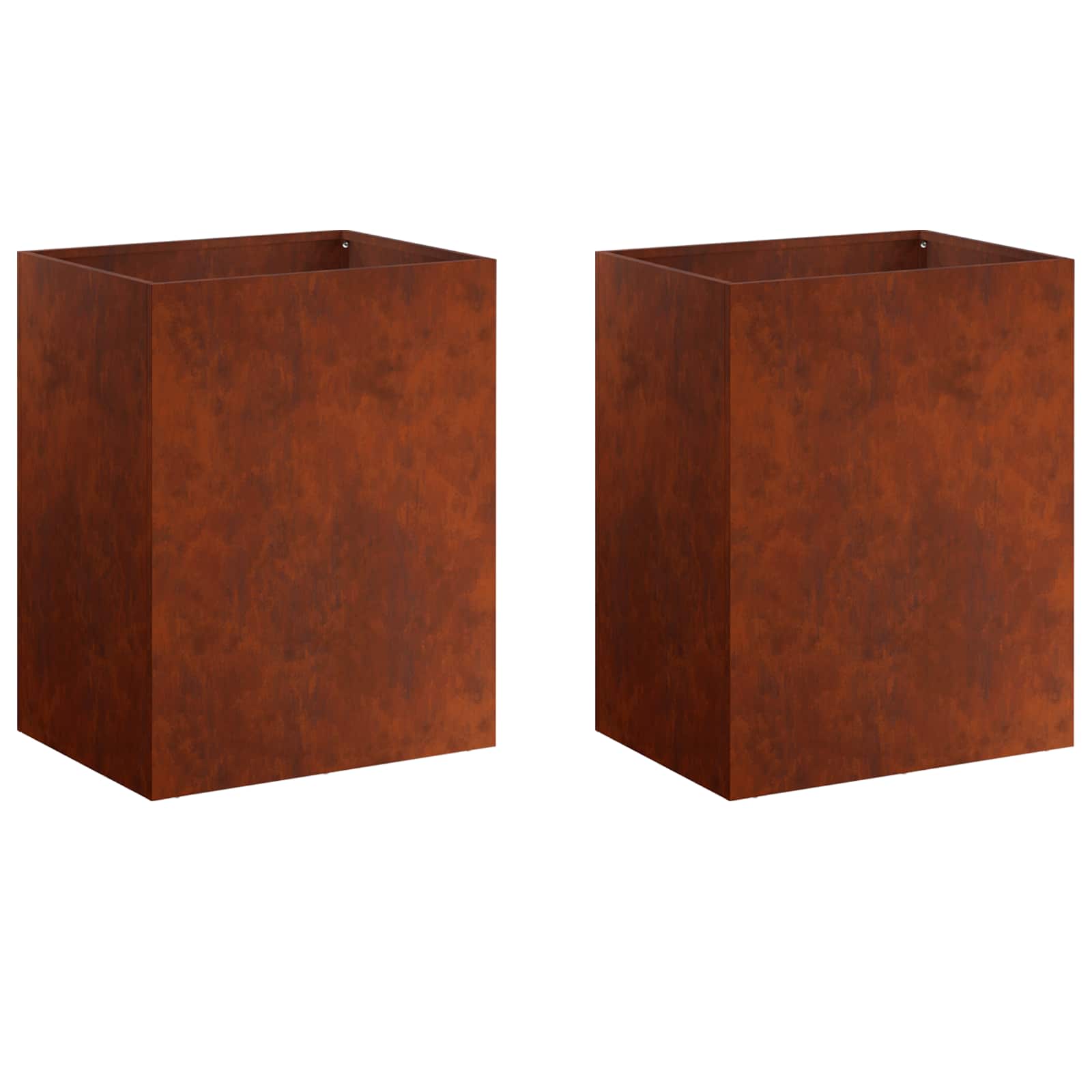 Cache-pot De Jardin 2 Pc Rouillé 40 X 30 X 50 Cm Acier Patiné - Cache