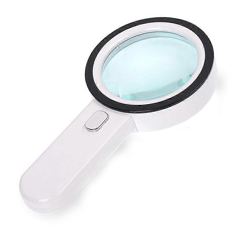 Loupe de poche 20x avec éclairage LED, diamètre utile 8 cm, 2 piles AA