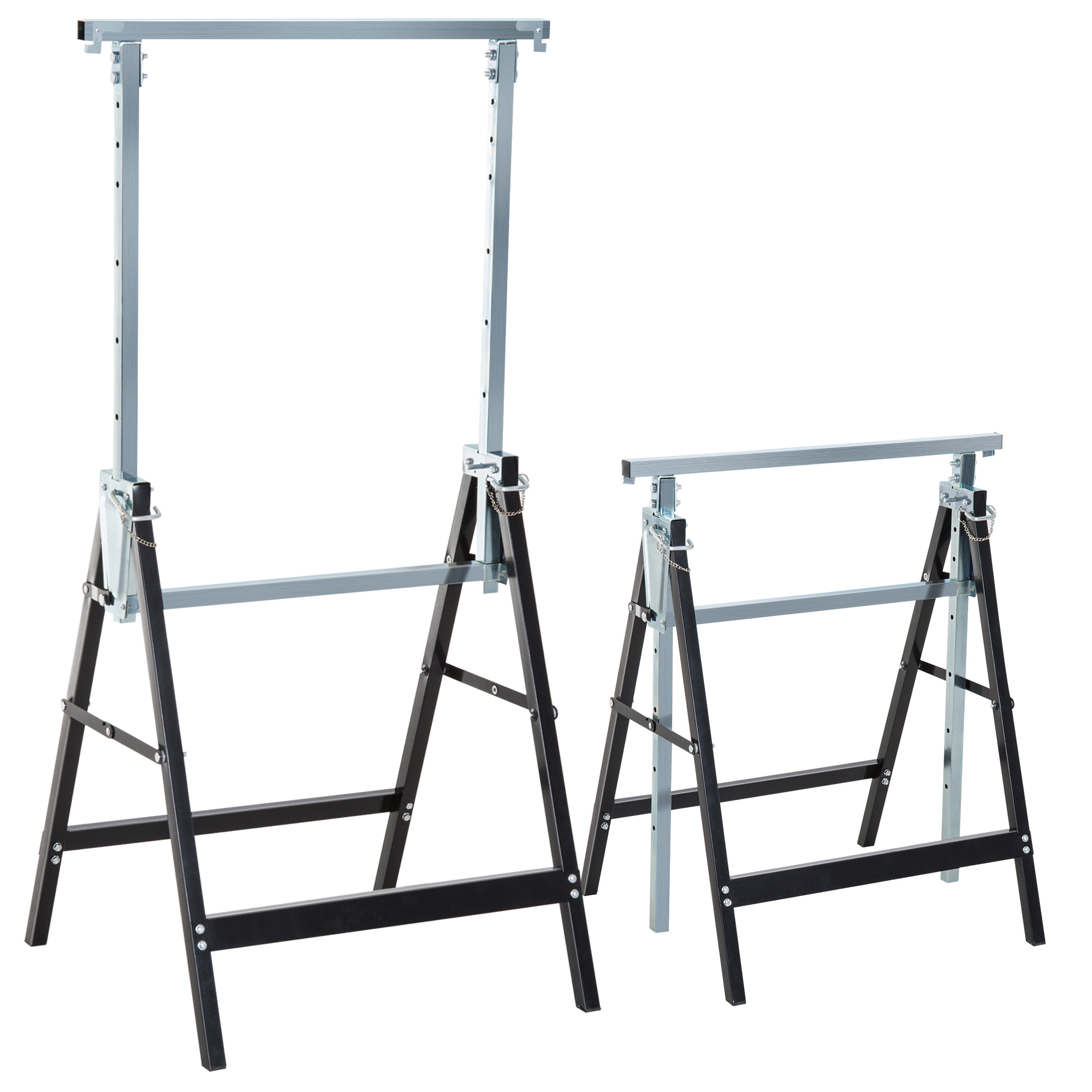 Tréteau pliable en acier Q195, hauteur réglable 80 à 130 cm, charge 200 kg, lot de 2