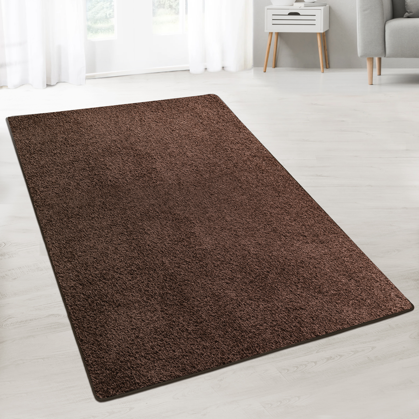 Karat - Tapis Shaggy Sur Mesure Barcelona Marron Foncé 200 X 250 Cm