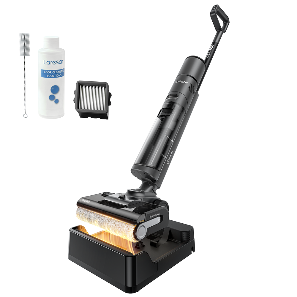 Laresar S7 Pro Draadloze Nat- en Droogstofzuiger, Mop, Lay-Flat Reiniging, 5-min Snel Droog, 80°C Zelfreiniging, 19000 Pa Zuigkracht, Anti-Klit, 50 Min Batterijduur, Vloerreiniger voor Thuis