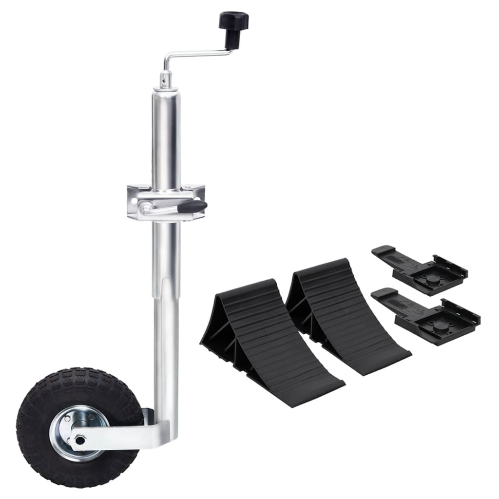 Jockey Wheel 48 Mm With 1 Split Clamp And Wheel Chocks Vidaxl