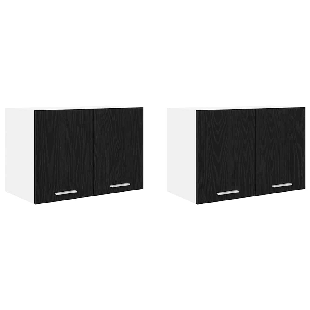 Lot De 2 Meubles Hauts De Cuisine - Armoires Suspendues Chêne Noir Et