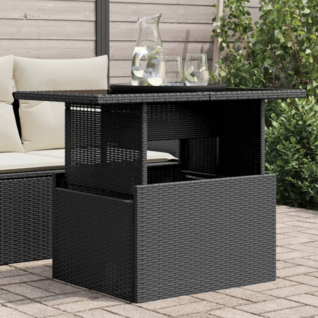 Vidaxl - Table De Jardin Dessus En Verre Noir 100x55x73cm Résine Tressée
