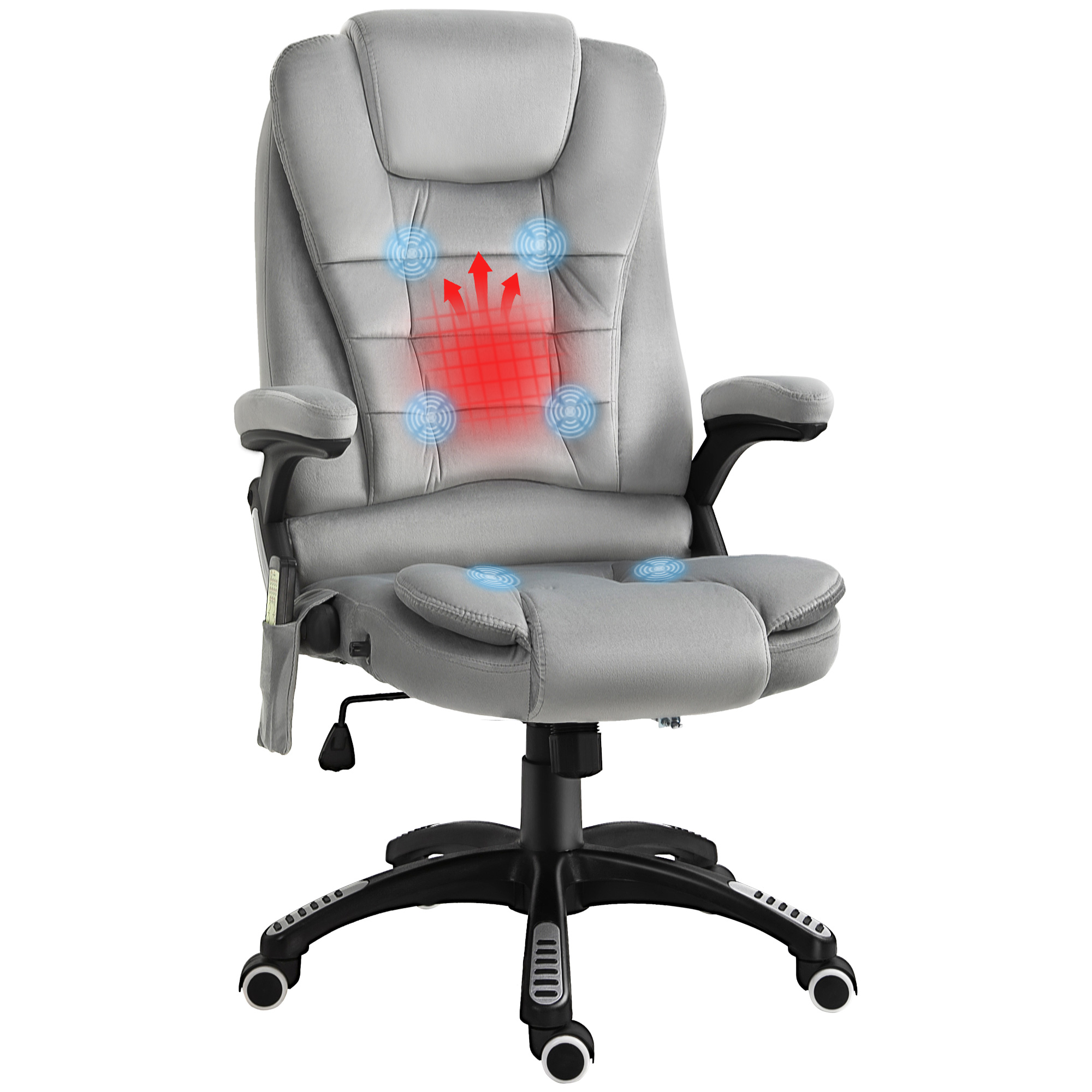 Vinsetto - Bürostuhl Mit Vibrationsmassage, Ergonomisch Schreibtischstuhl Mit Heiz-, Liegefunktion, Höhenverstellbar Chefsessel Mit Fernbedienung, Seitentasche, Samtoptik, Braun
