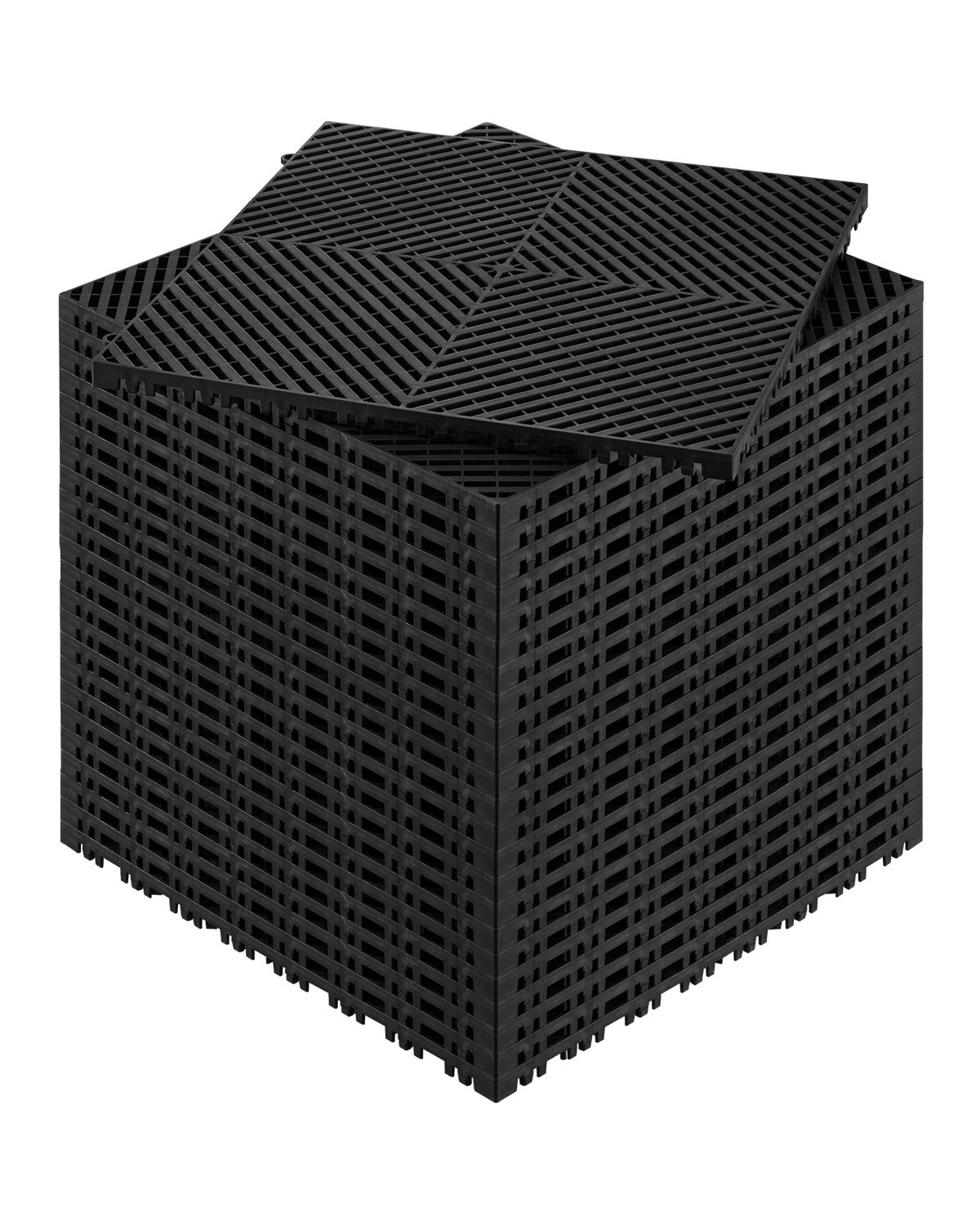 Tapis de drainage modulaire emboîtable en polypropylène noir, 24 pièces 40 x 40 cm