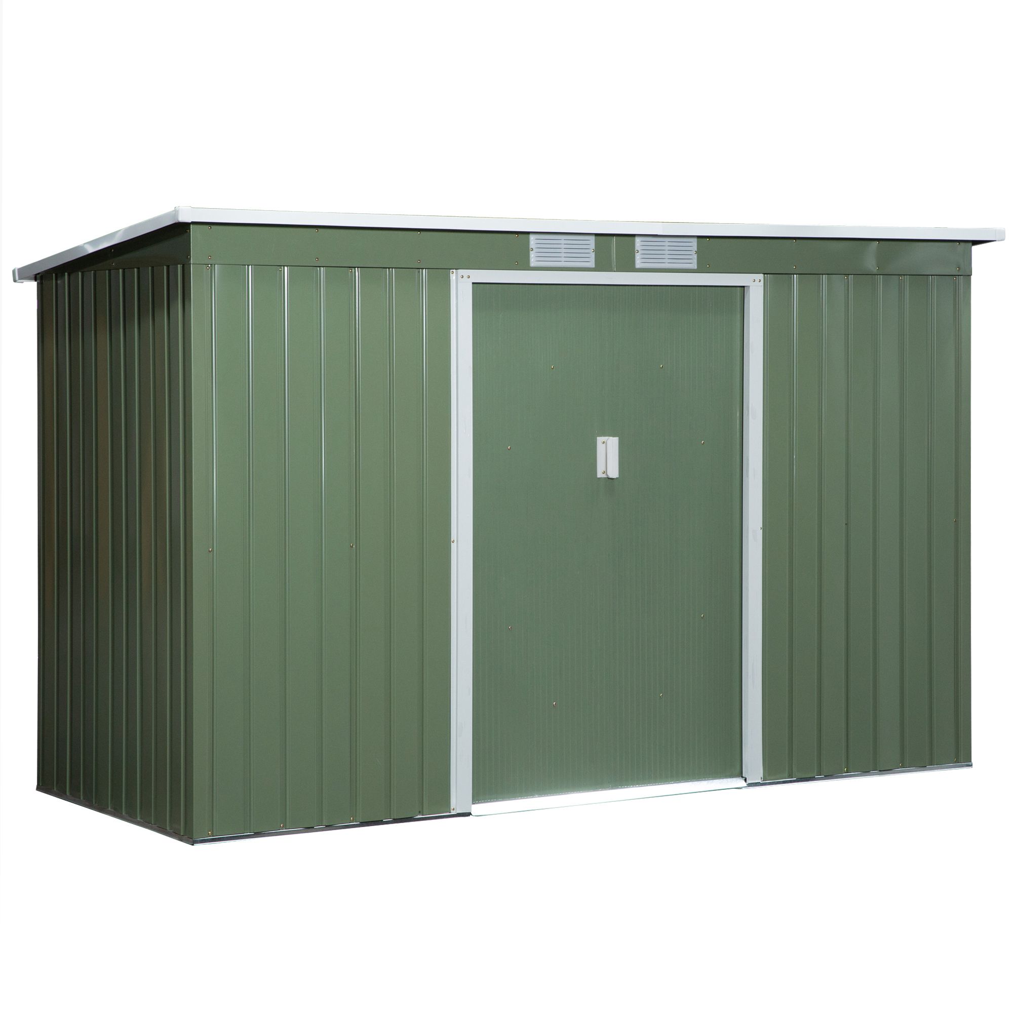 Abri de jardin - remise pour outils - cabanon portes verrouillables - dim. 2,8L x 1,3l x 1,72H m - tôle d'acier gris vert