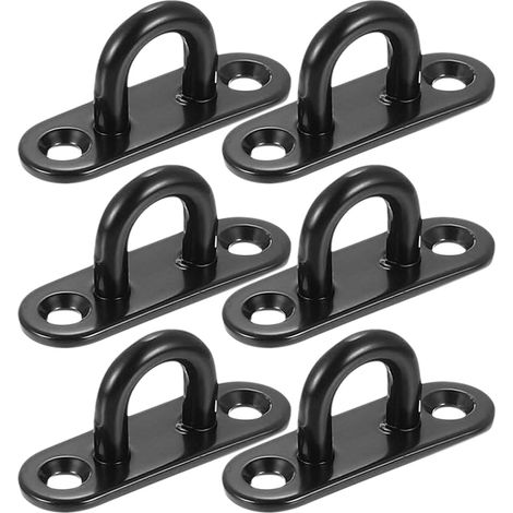 Anneaux d'ancrage ovales noirs en acier inoxydable, 60 x 20 x 19 mm, lot de 6
