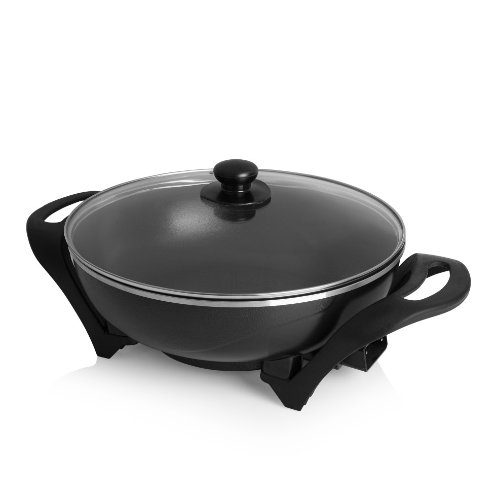 Tristar Schwarz - Elektro-Wok Pz-9130 33Cm 4,5L 1500W Asia Wok Glasdeckel Elektropfanne - Image 3