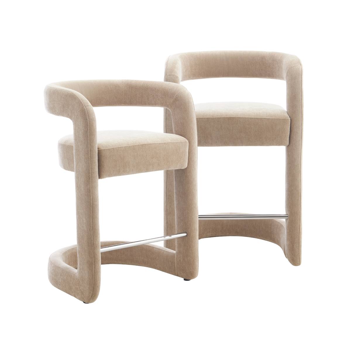 Tabouret De Bar En Tissu Écru Jorah (lot De 2)