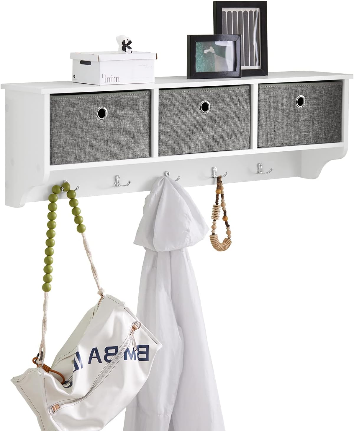 Sobuy - Portemanteau Mural Étagère 3 Tiroirs Meuble D'Entrée Penderie