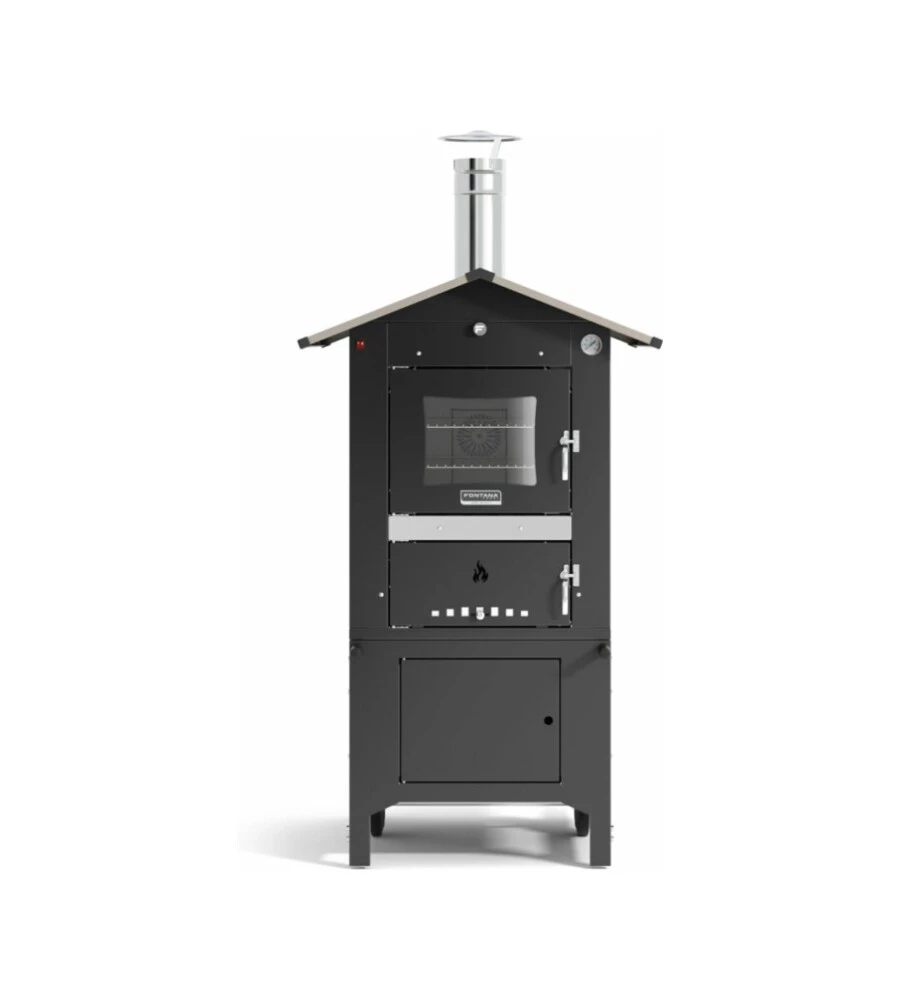 Forno Pizza A Legna Fontana "people 80x45" Colore Antracite 2 Pizze