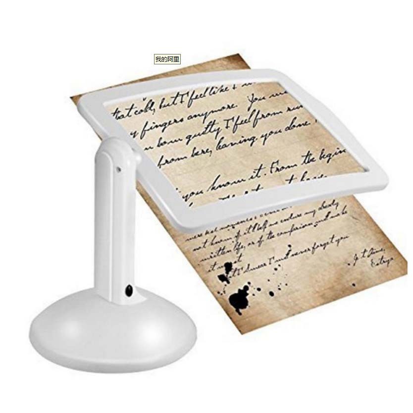 Loupe de lecture x3 avec lumière LED, rotation à 360°, poignée antidérapante, 15 x 13,5 x 22 cm