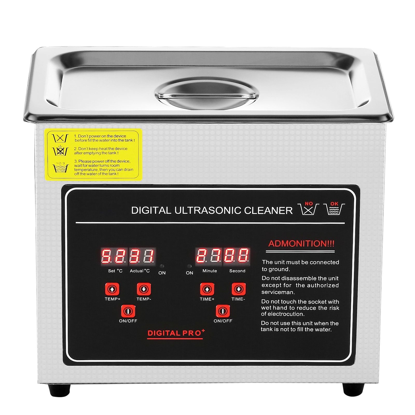 Nettoyeur à ultrasons 6 L avec minuterie numérique et chauffage, cuve inox SUS304, panier inclus