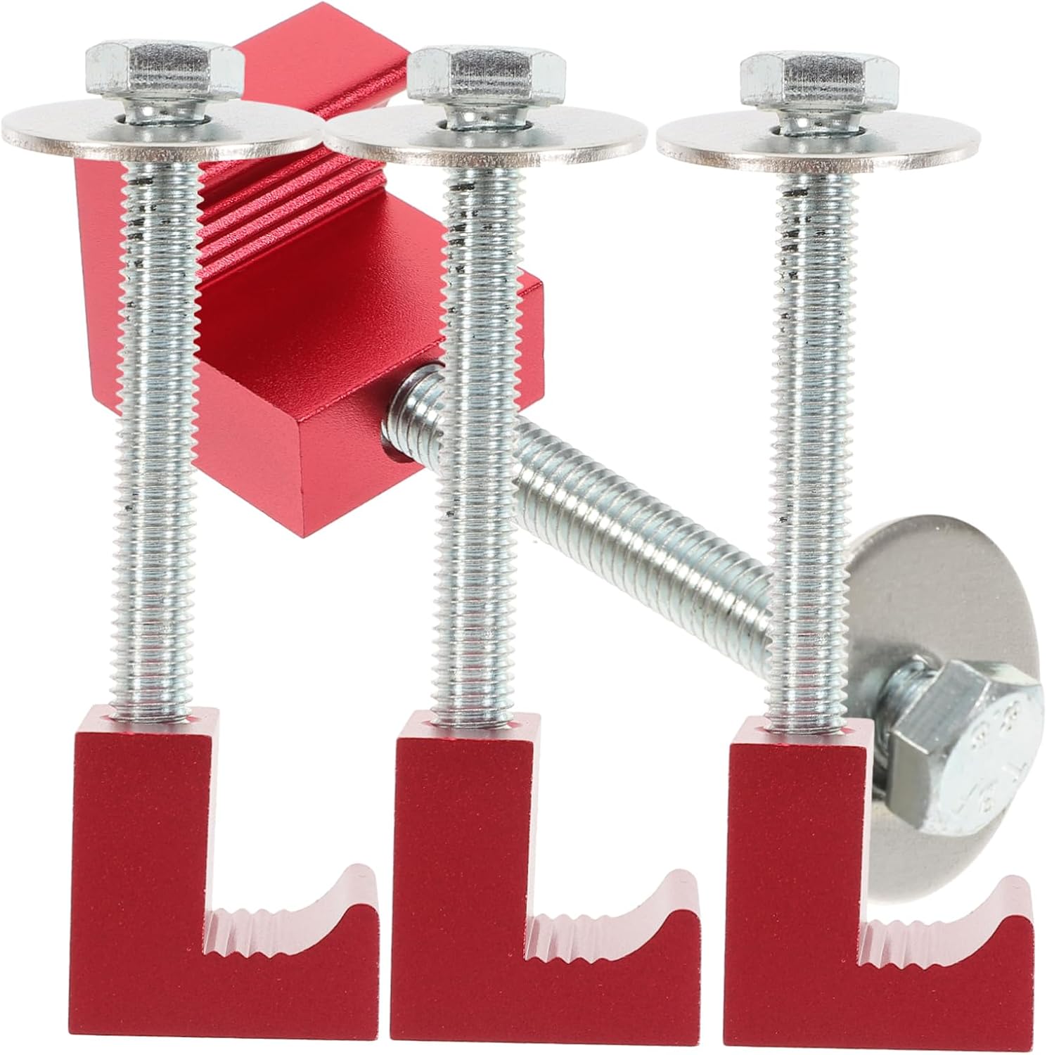 Crochets en J pour plateau de pick-up, aluminium, lot de 4, rouge