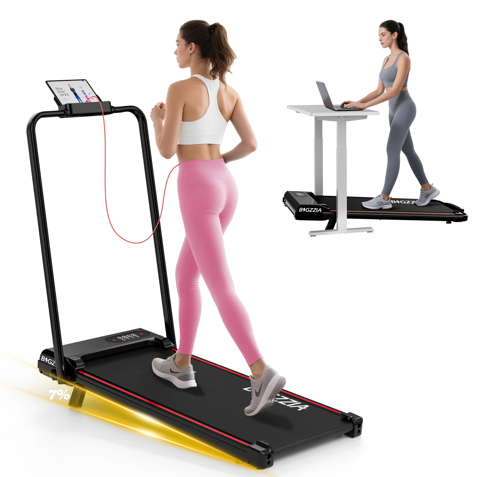 Tapis De Course Pliable 3 En 1 - Inclinaison Manuelle 7 % - Vitesse Max