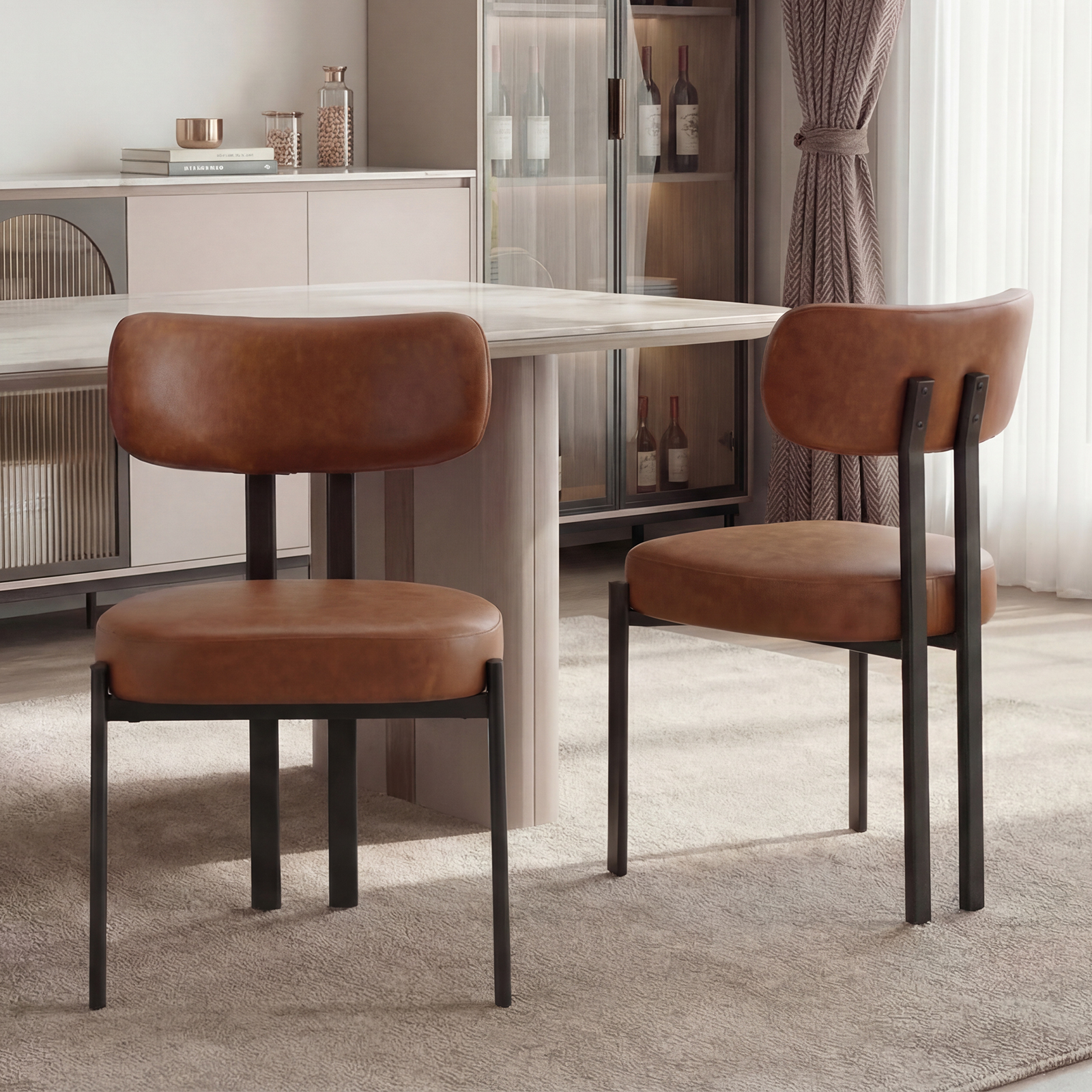 Wahson Lot De 2 Chaises En Cuir Pu Marron – Chaises De Salle À Manger