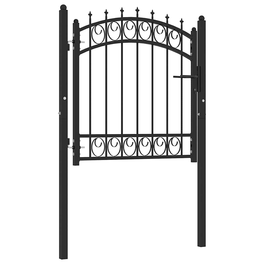 Vidaxl Schwarz Fence Gate "Emmen" With Spikes Steel 103X97 Cm Black