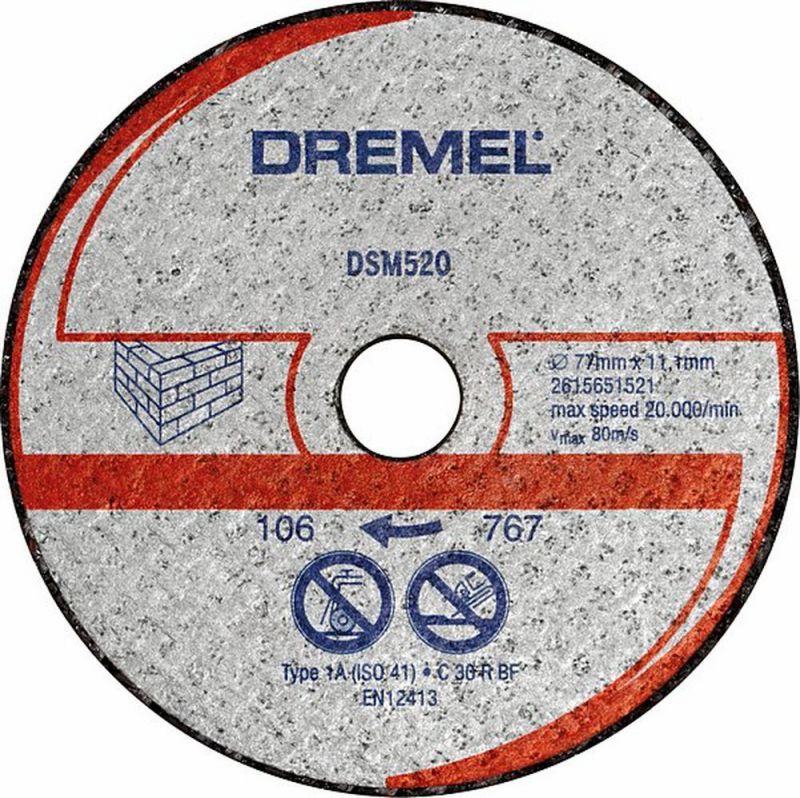 Dremel 2615S520JB DSM520 Cutting Disc 77 mm 2pcs for Masonry & Stone