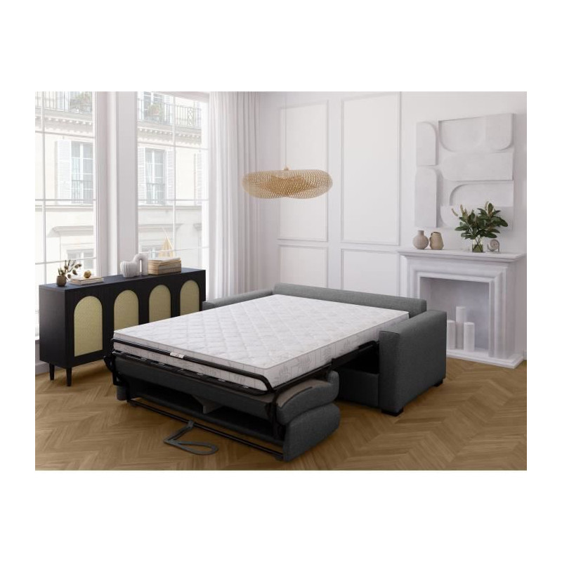 Canapé Convertible 3 Places Express – Tissu Anthracite – Couchage 140 X