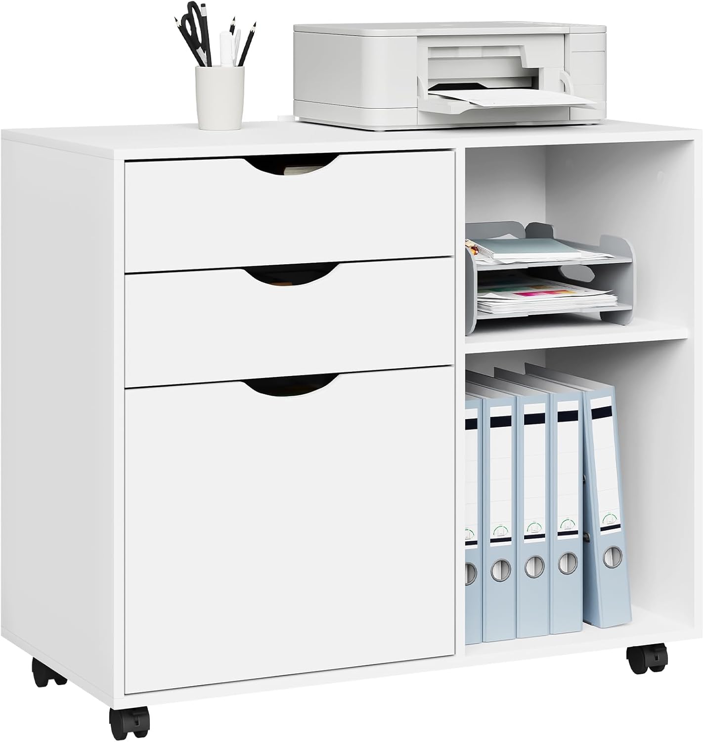 Woltu – Caisson De Bureau Sur Roulettes Avec 3 Tiroirs – Meuble De