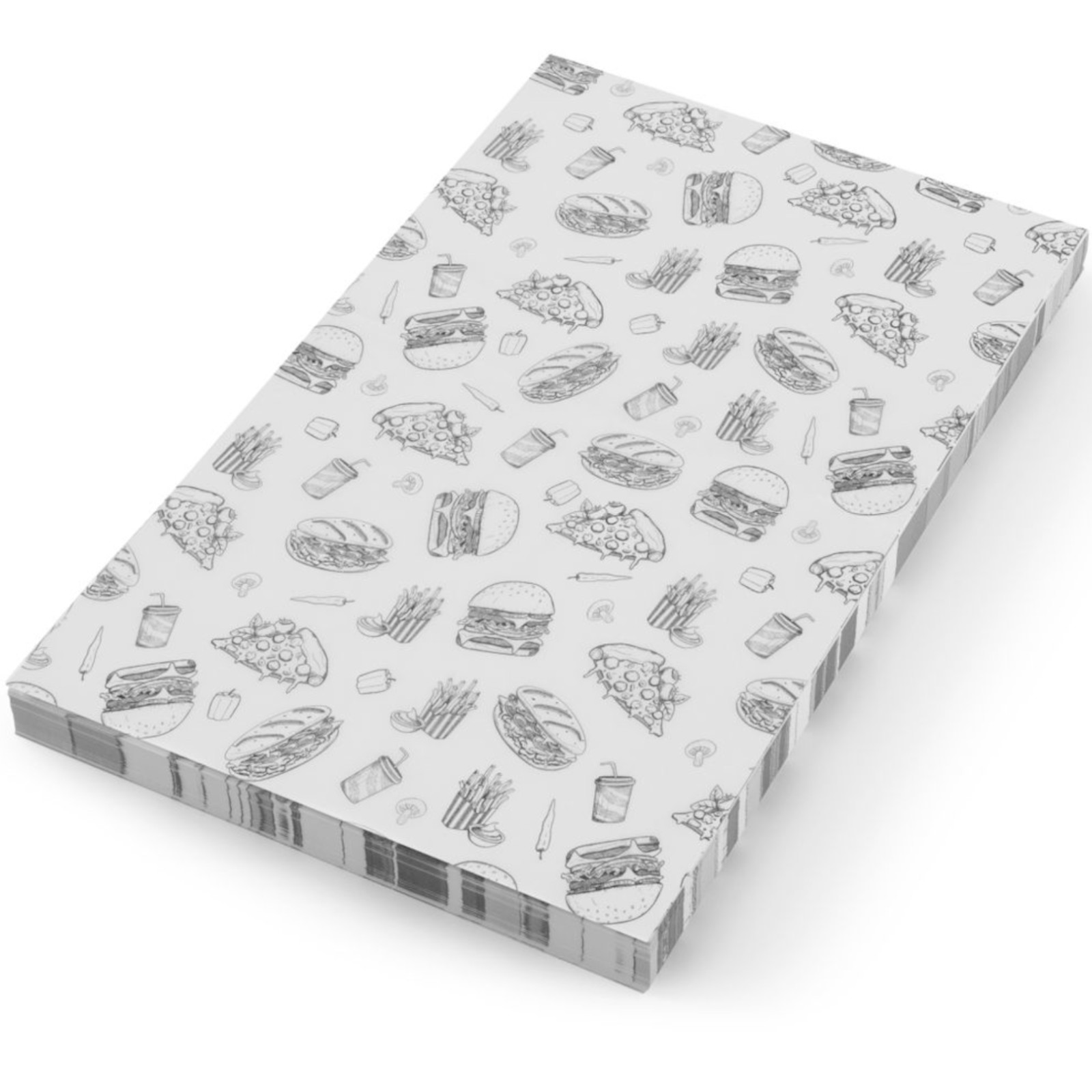 Oem Backpapier Für Pommes-Frites-Snacks 25X35 Cm Fast-Food-Muster - 500 Stück.