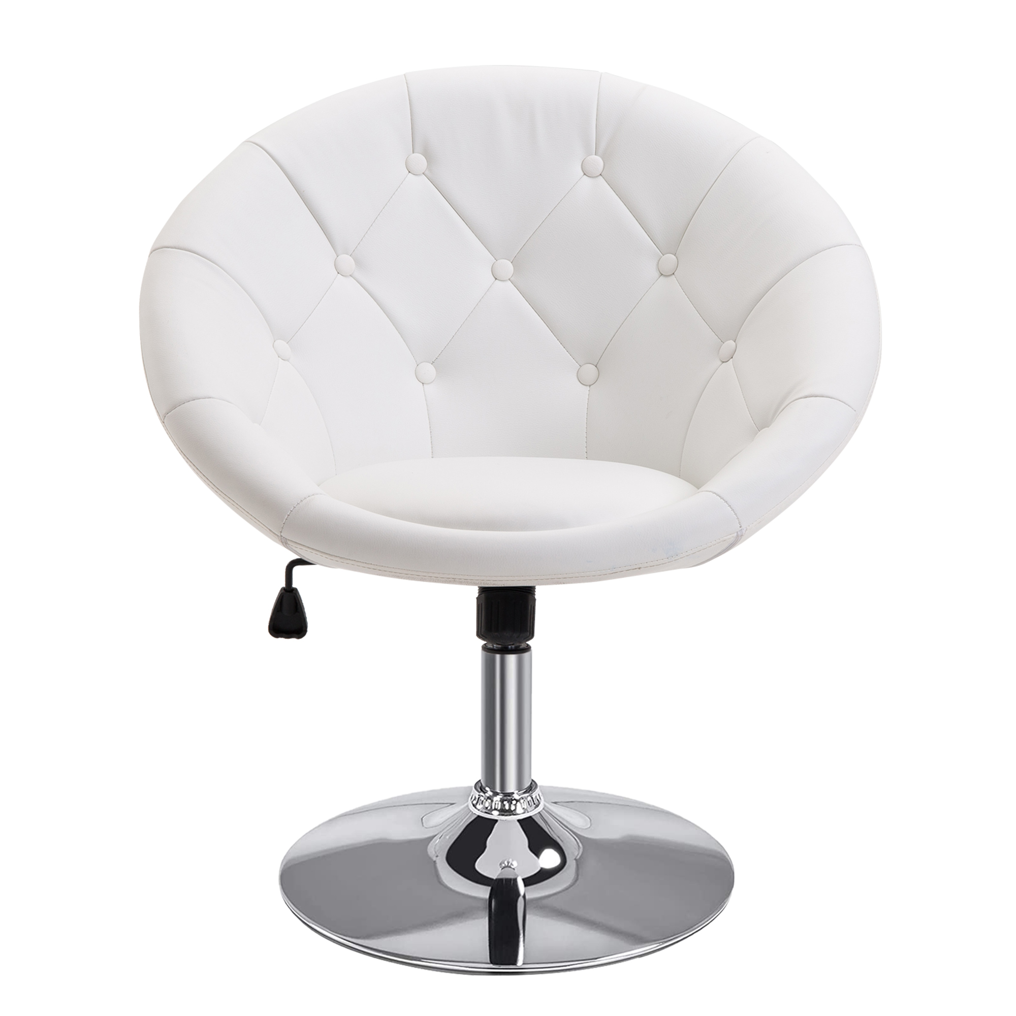 Tabouret de travail pivotant chromé, siège réglable en acier et similicuir, 42-54 cm