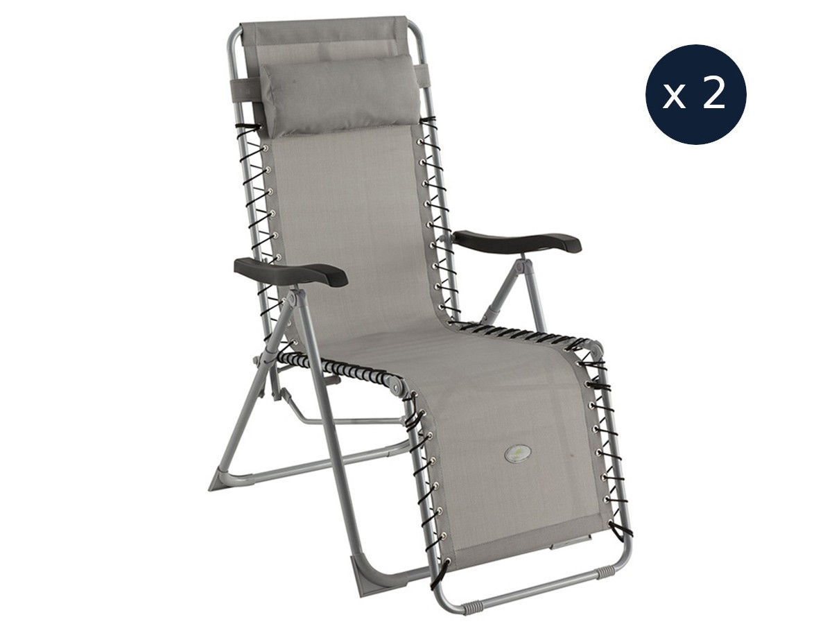 Hesperide - 2 Fauteuils De Jardin Relax Silos Gris - Hespéride