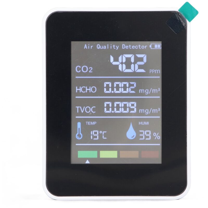 Monitor Della Qualità Dell'aria 5 In 1, Rilevatore Di Co2, Tvoc, Hcho, Temperatura, Tester Di Umidità Con Schermo Lcd,