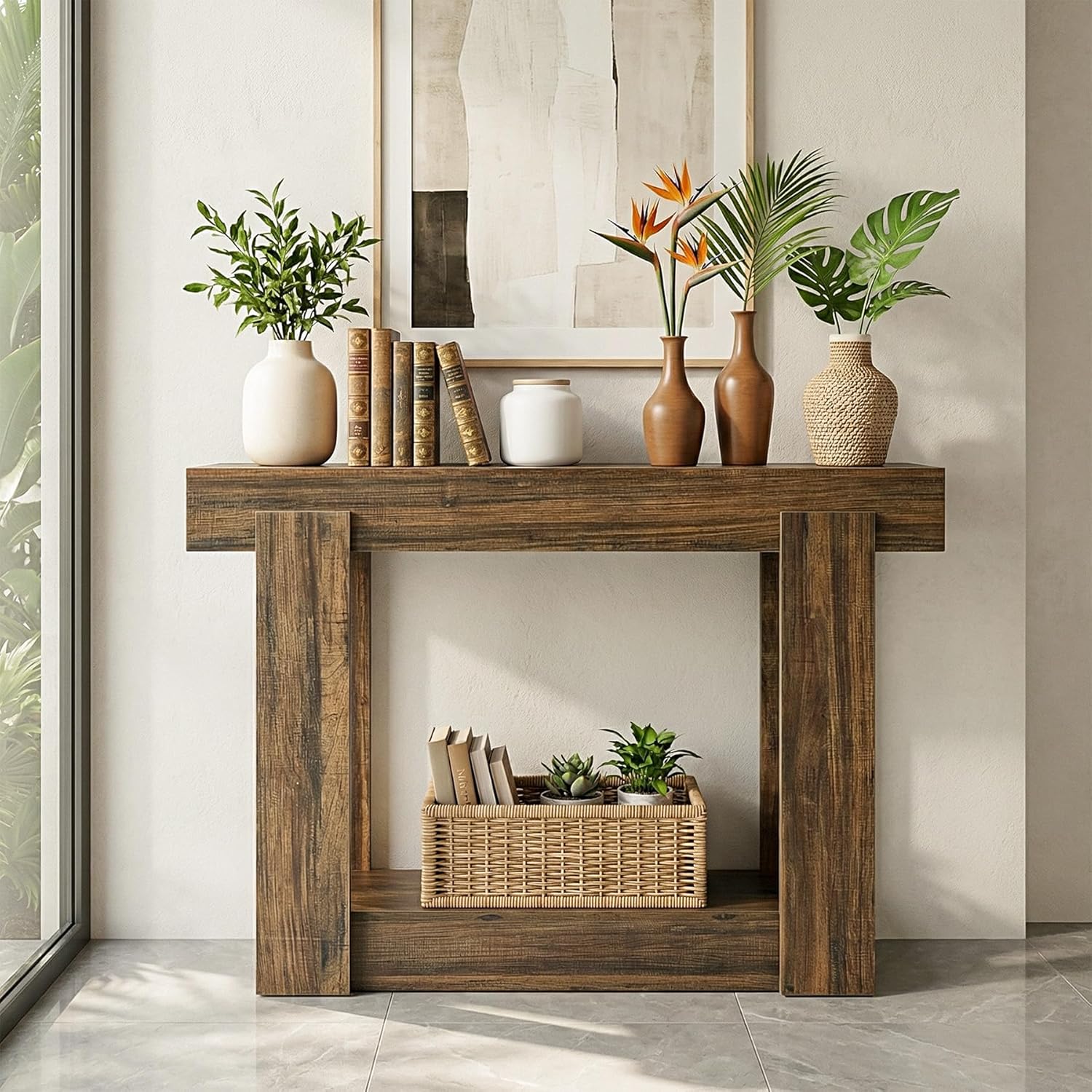 Tribesigns – Table Console Étroite 105cm – 2 Niveaux De Rangement