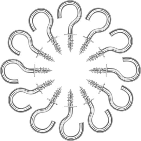 Crochets à visser 1/2 pouce en métal argenté, ouverture ouverte pour bijoux et clés, lot de 70