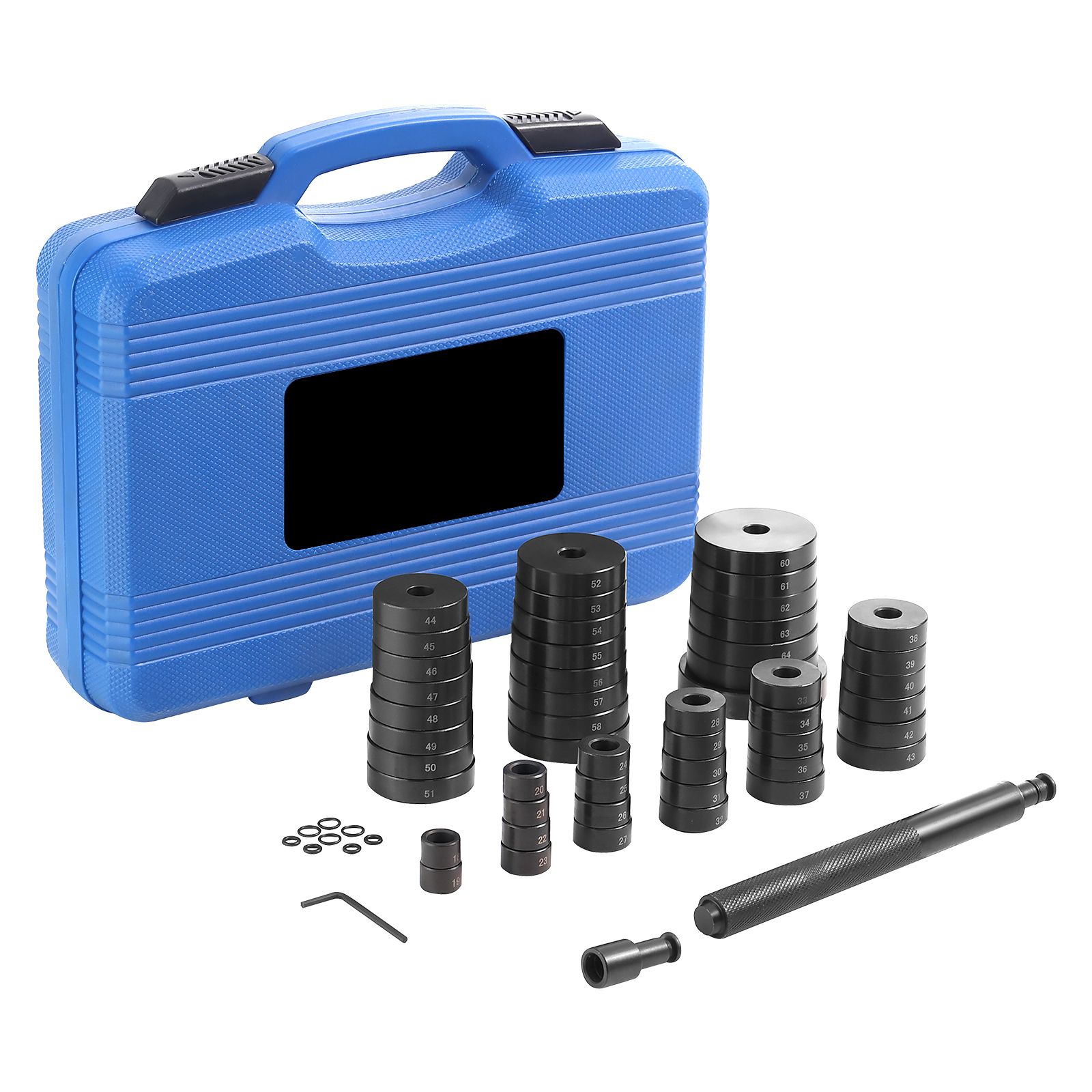 Jeu de disques pour extraction et installation de roulements et joints, 18-65 mm et 74 mm, acier à haute dureté, 52 pièces