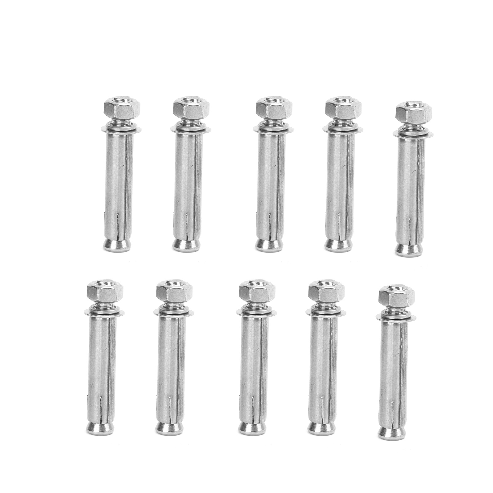 Boulon d'ancrage à expansion en acier inoxydable, cheville murale, écrous et rondelles, lot de 10