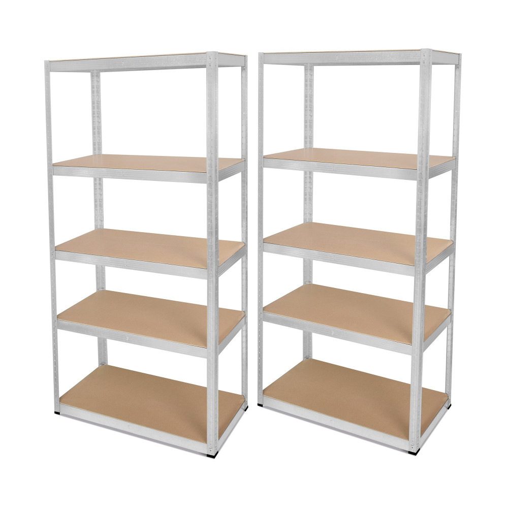 Étagère modulable charges lourdes 5 plateaux, acier galvanisé et MDF, 875 kg, lot de 2