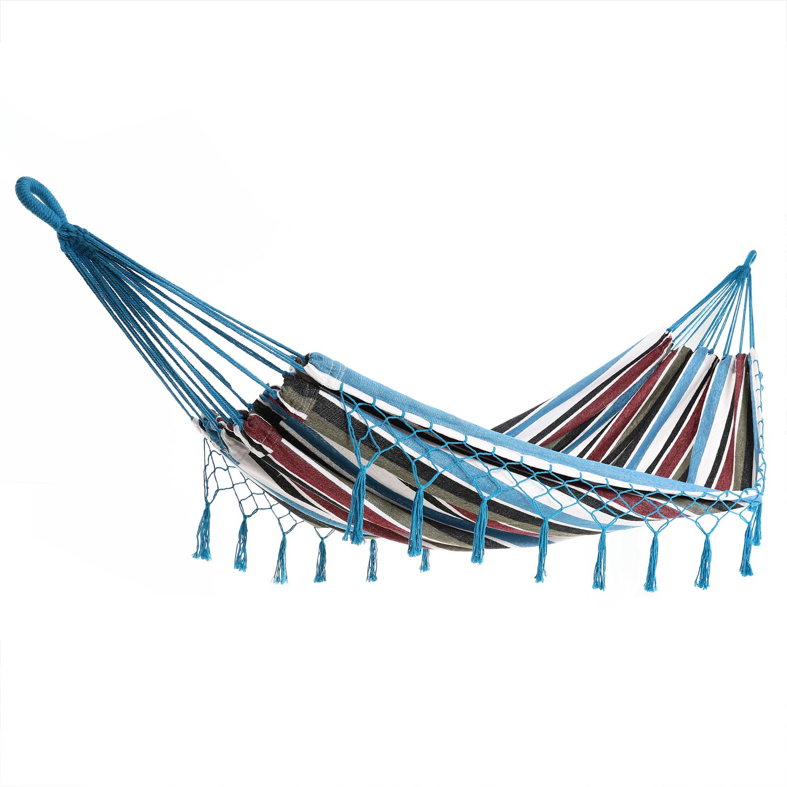 Hängematte 2 Personen Xxl 150cm Breit Bis 300kg Boho-style Strapazierfähig Wetterfest Gartenhängematte Blau - Detex