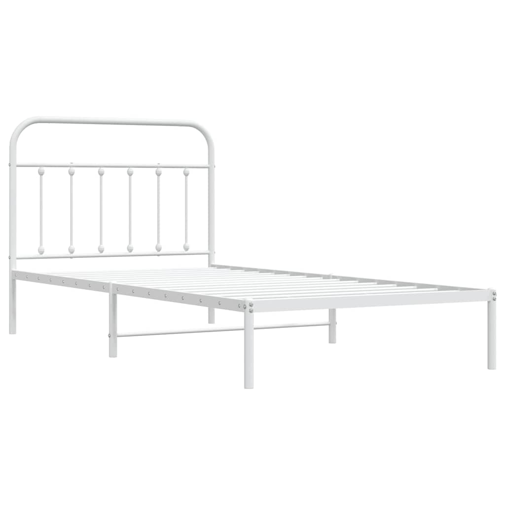 Cadre De Lit Métal Sans Matelas Et Tête De Lit Blanc 107x203 Cm Vidaxl