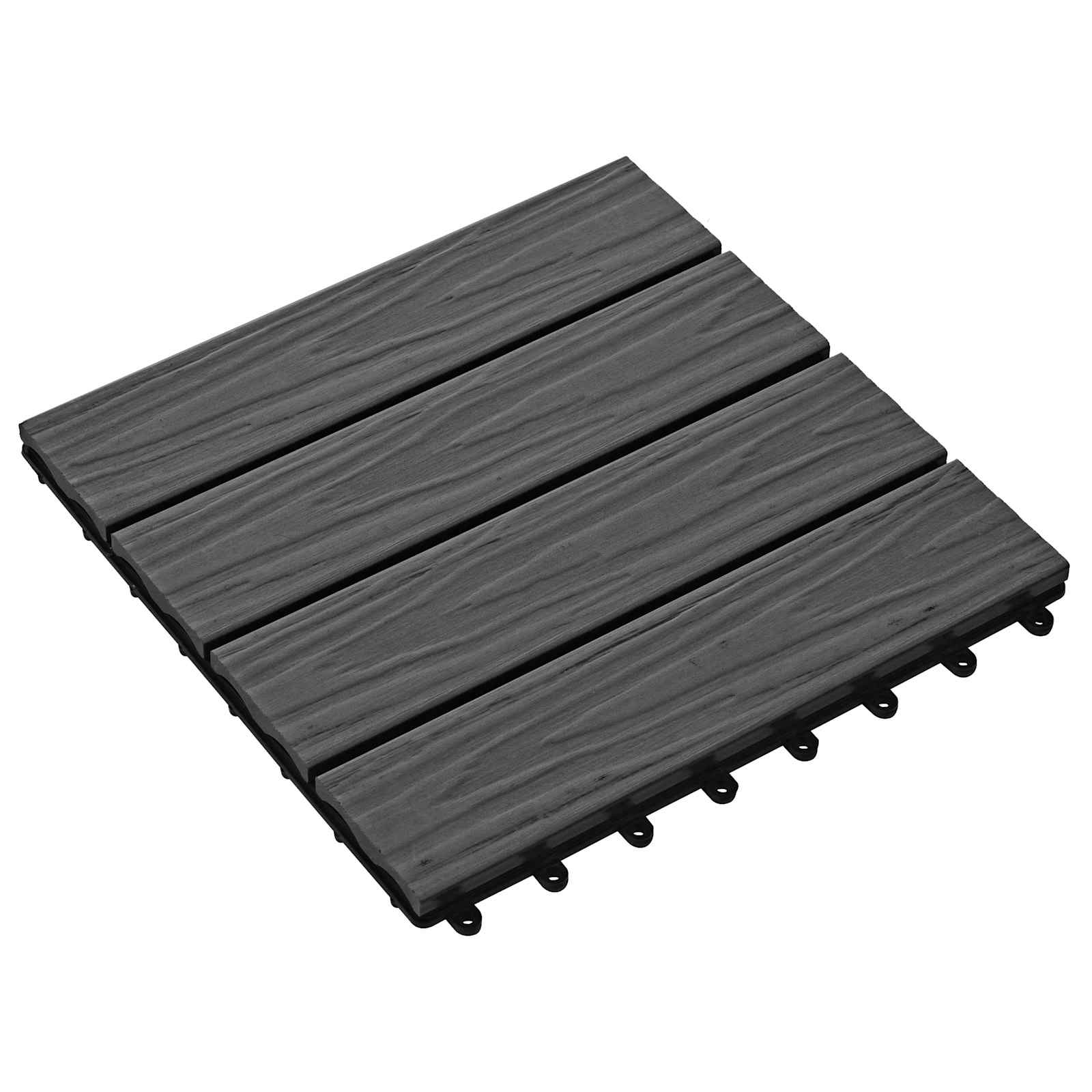 vidaXL Tile de Decking Diseño 3d 11 uds. Negro 30 x 30 cm WPC