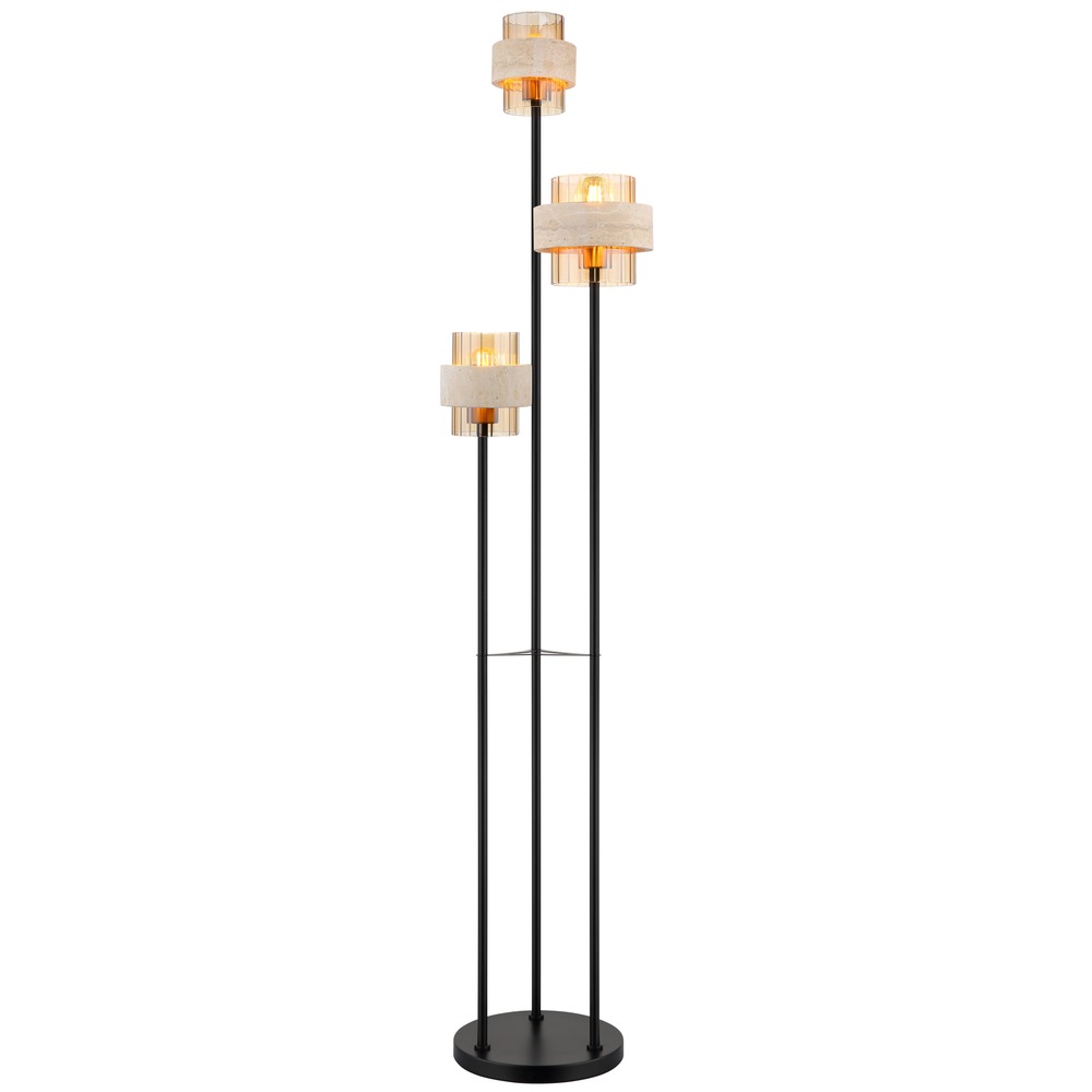 Globo Lighting Schwarz Stehleuchte Stehlampe Wohnzimmerlampe 3-Flammig Metall H 167 Cm
