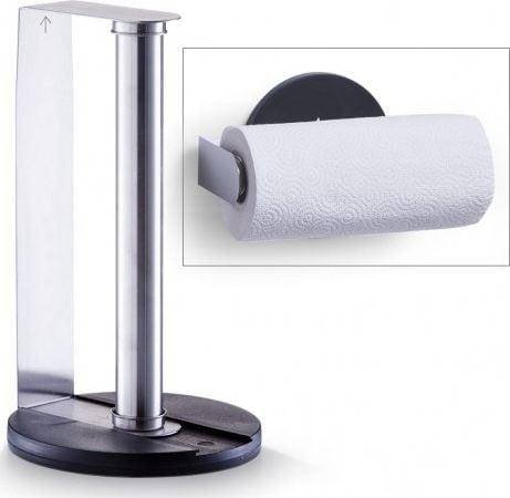 ZELLER 24857 PORTE ESSUIE-TOUT EN ACIER INOXYDABLE ET EN PLASTIQUE, Ø 17 CM, HAUTEUR 30 CM