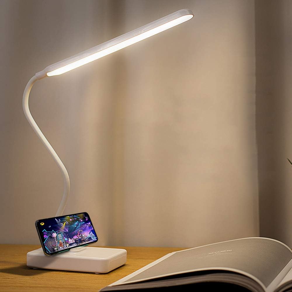 Lampe De Bureau Led Sans Fil Rechargeable Par Usb 2000 Mah Alimentée Par Batterie, Contrôle Tactile 3 Couleurs 6 Luminosité Réglable, Lampe De Bureau Portable