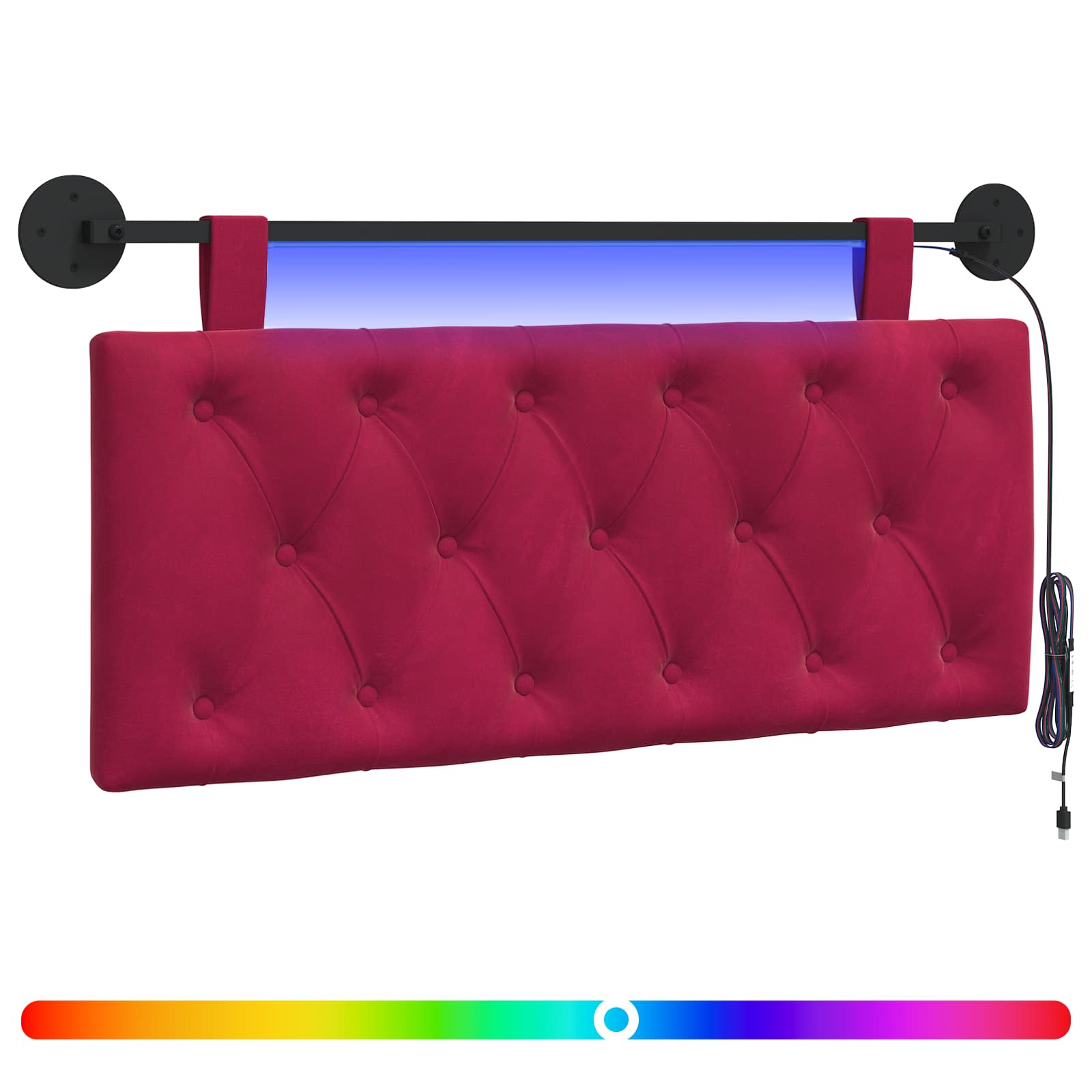 Hanging Headboard With Led Light Wine Red Velvet Vidaxl