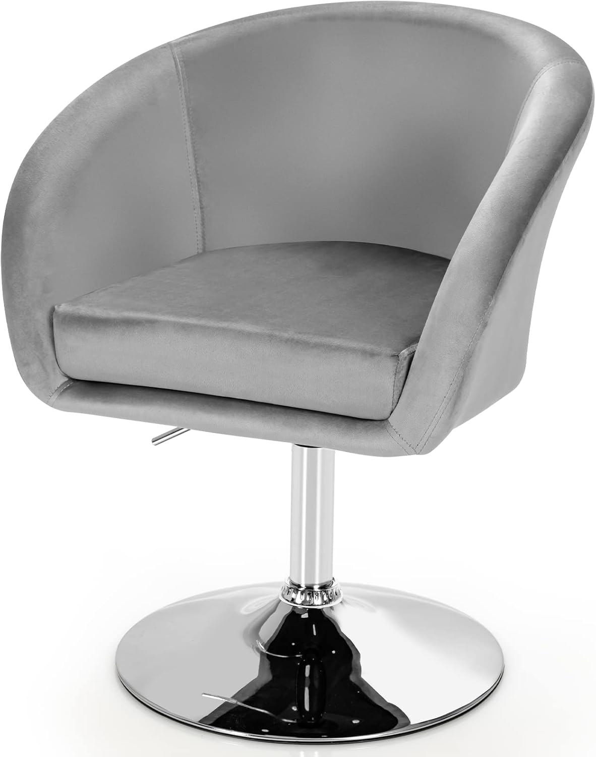 Costway – Chaise Pivotante En Velours Gris – Fauteuil De Bureau