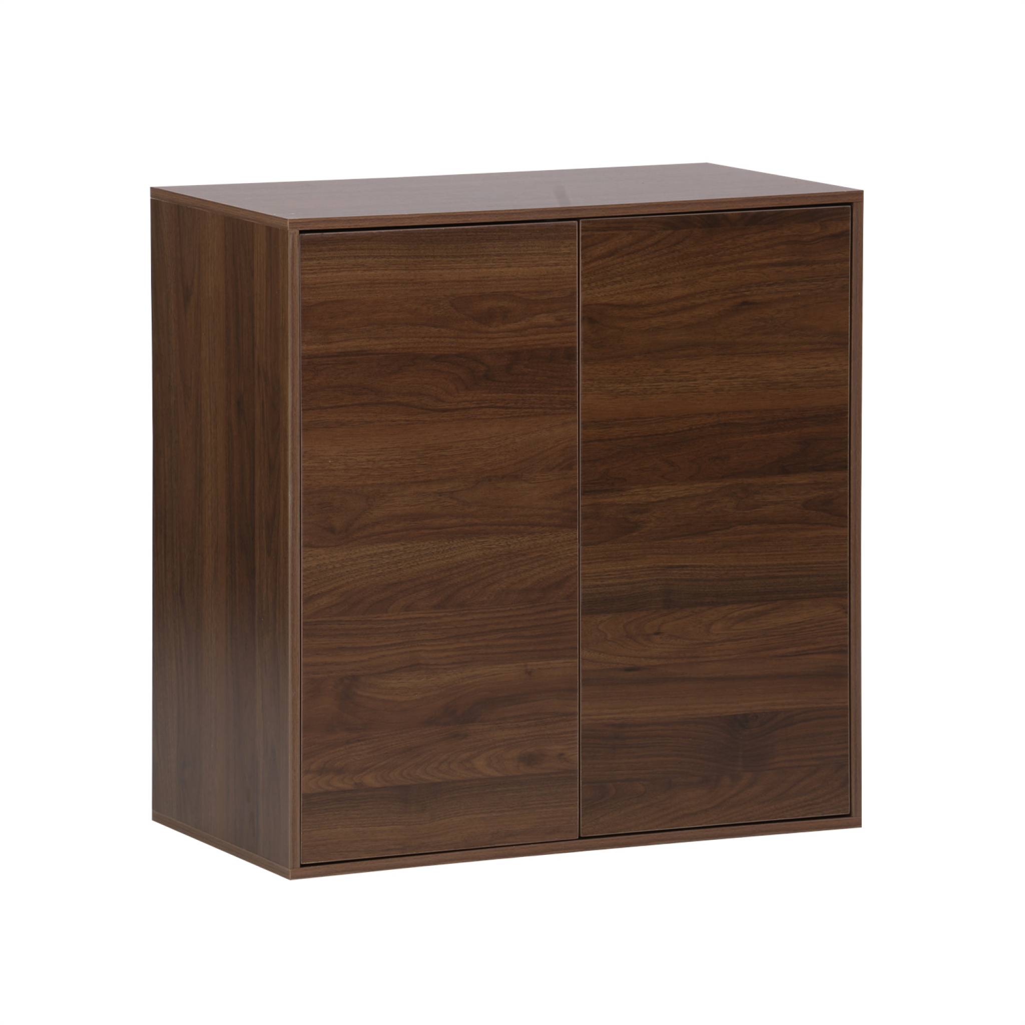 Sweeek - Sideboard, Walnut Wood Effect 2-door Storage Unit W 70 X D 35 X H 70 Cm - Kompo