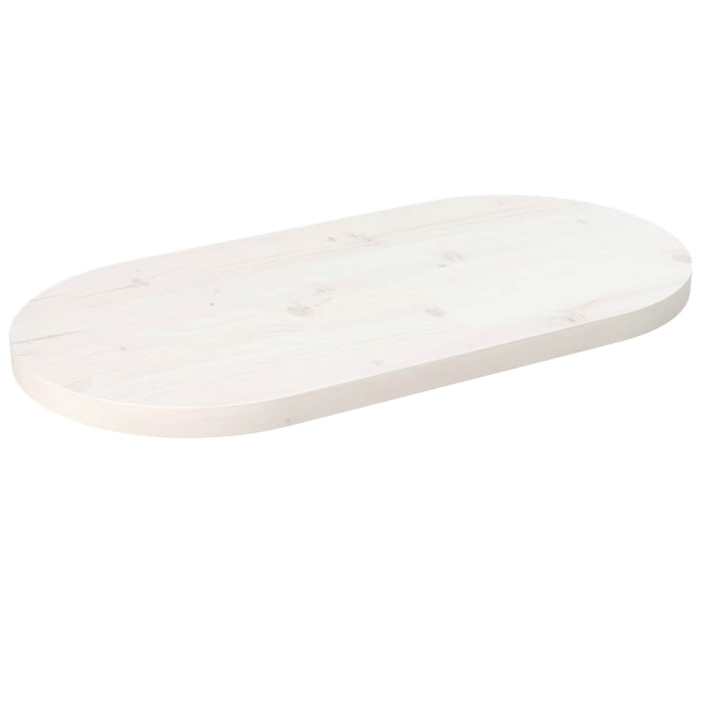 Weiß Vidaxl Table Top White 60X30x2,5 Cm Solid Wood Pine Oval - Bild 3