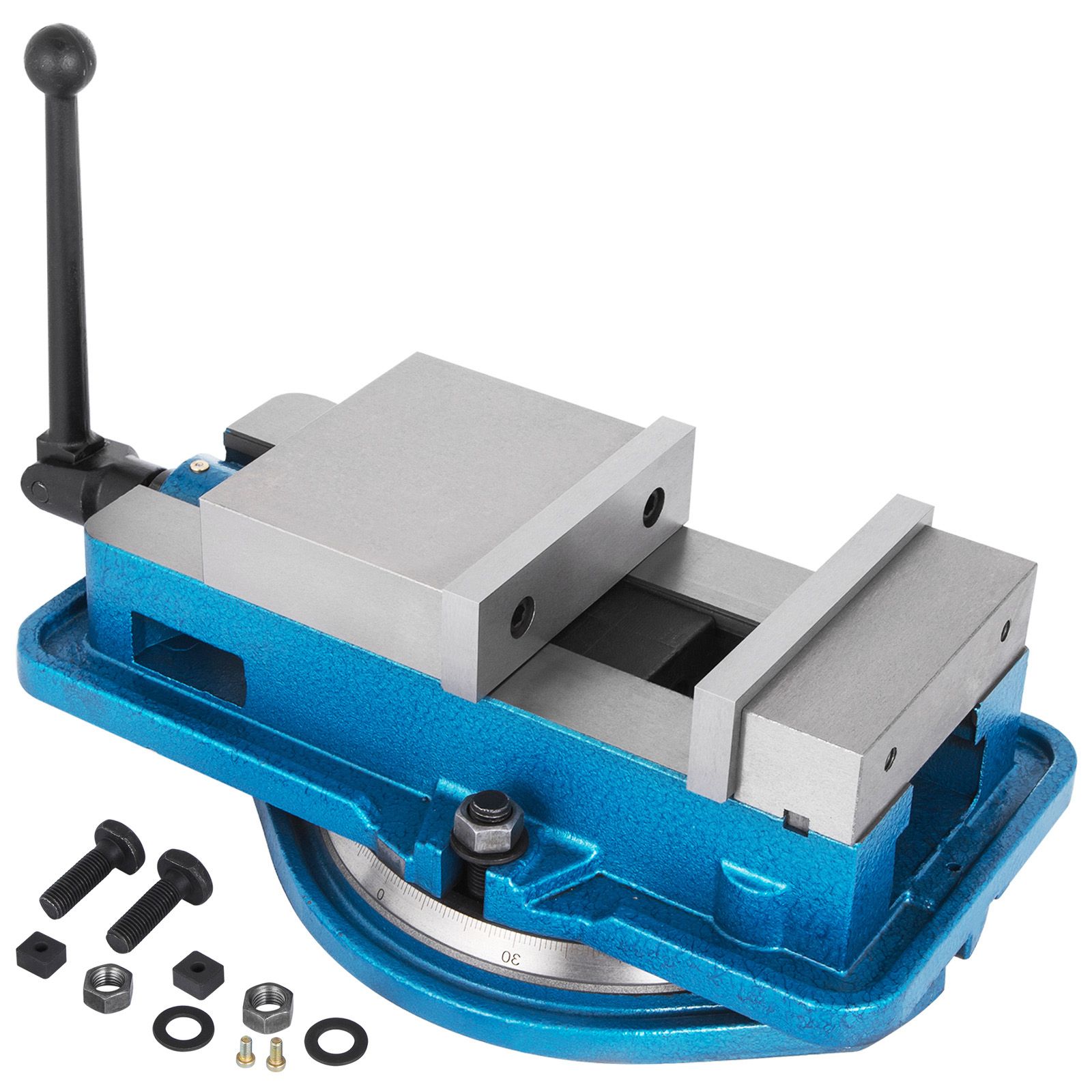 Étau de fraisage de précision 125 mm, base pivotante à 360° avec échelle, serrage 24 kN