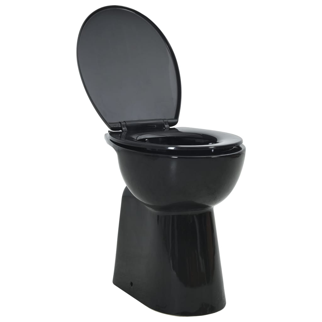 Vidaxl Schwarz Hohe Spülrandlose Toilette Soft-Close 7Cm Höher Keramik
