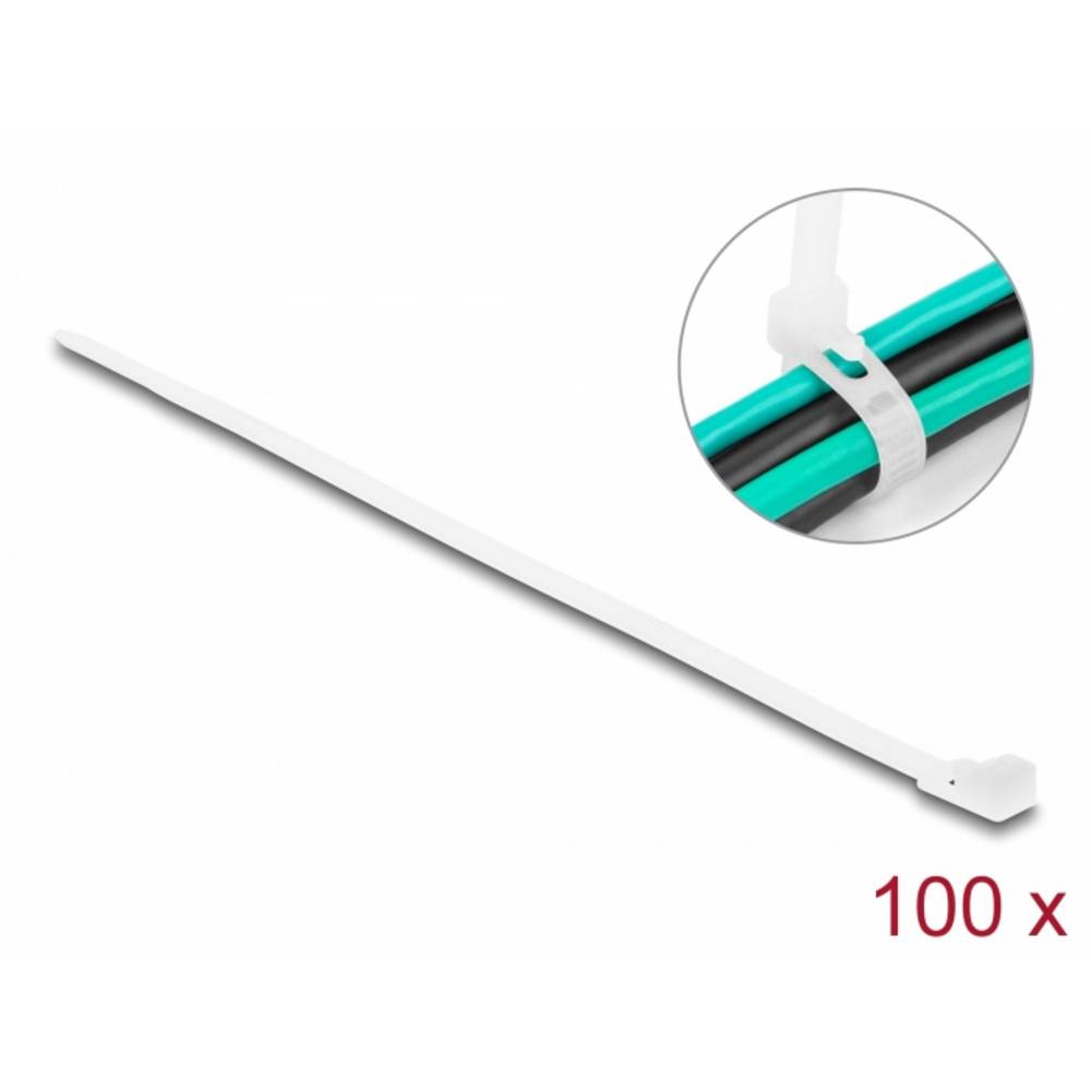 Delock Kabelbinder Wiederverwendbar L 200 X B 4,8 Mm 100 Pièce Blanc 18642